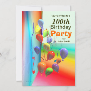 100th Birthday Party Balloon Wall Invitation