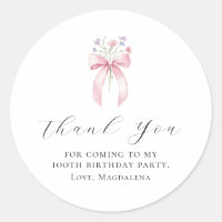 100th Birthday Party Bow Custom Thank You Favour