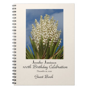 100th Birthday Party Guest Book, Blooming Yucca Notebook