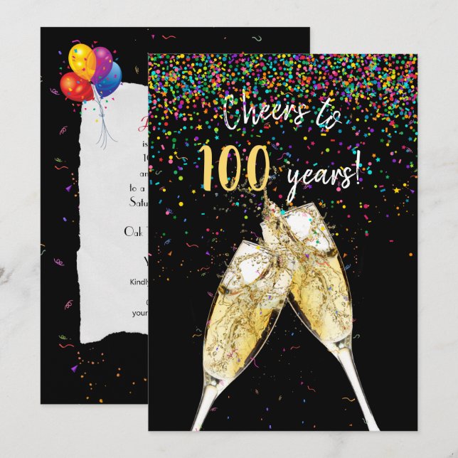 100th Birthday party Invitation (Front/Back)