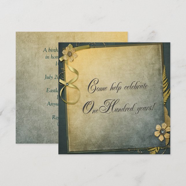 100th Birthday Party Invitation (Front/Back)