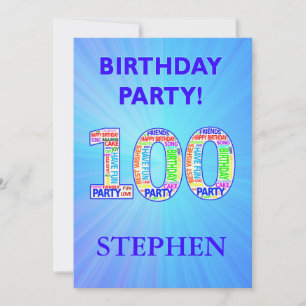 100th Birthday Party Invitation Add a Name