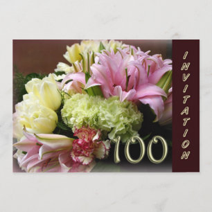 100th Birthday Party Invitation - Flower Bouquet