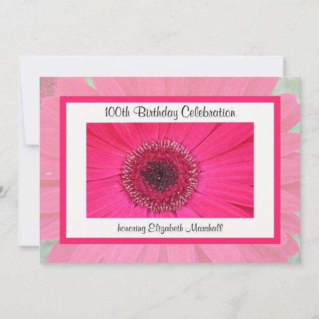 100th Birthday Party Invitation Gerbera Daisy (Front)
