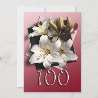 100th Birthday Party Invitation - white lilies