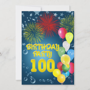 100th Birthday party Invitation with balloons
