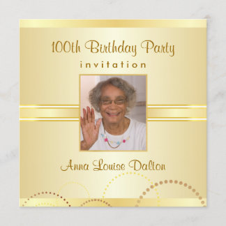 100th Birthday Party Invitations - Photo Optional