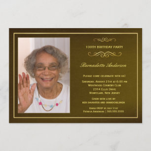 100th Birthday Party Invitations - with photo