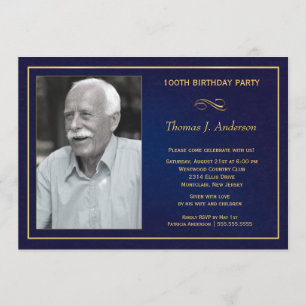 100th Birthday Party Invitations with photo