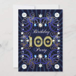 100th birthday party invite with masses of jewels