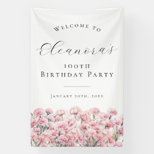 100th Birthday Party January Birth Flower Welcome Banner