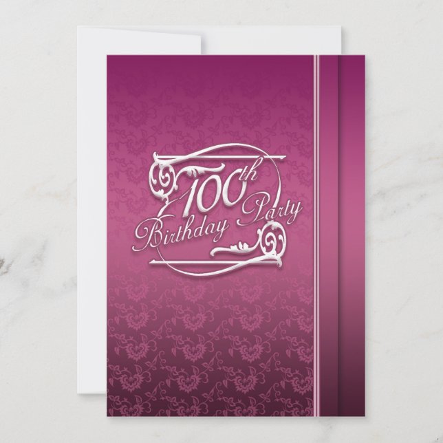 100th Birthday Party Modern Invitation (Front)