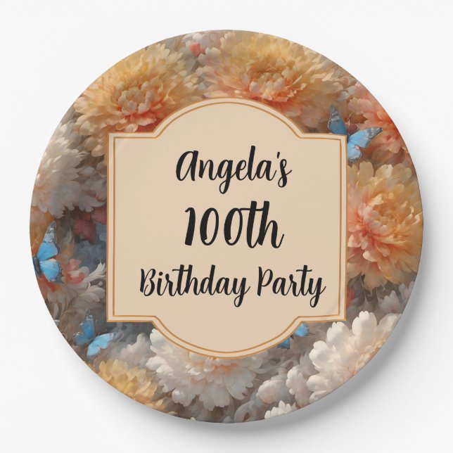 100th Birthday Party Paper Plate (Front)