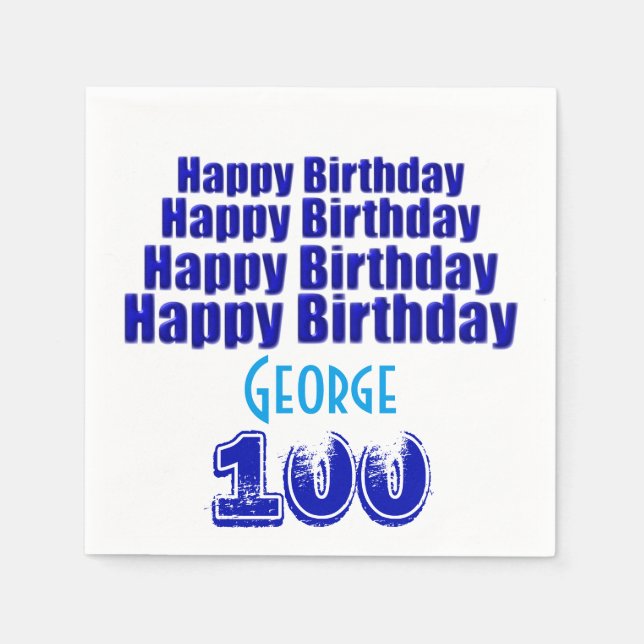 100th Birthday Party Personalized Paper Napkins (Front)