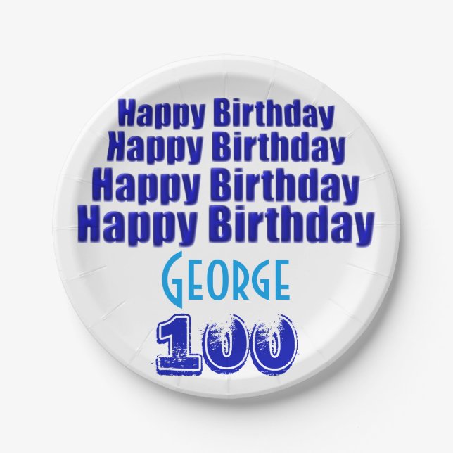 100th Birthday Party Personalized Paper Plates (Front)