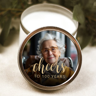 100th Birthday Party Photo Cheers Classic Round Sticker