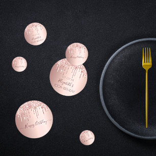 100th birthday party rose gold glitter drips pink confetti