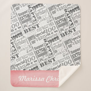 100th Birthday Party Special Personalized Monogram Sherpa Blanket