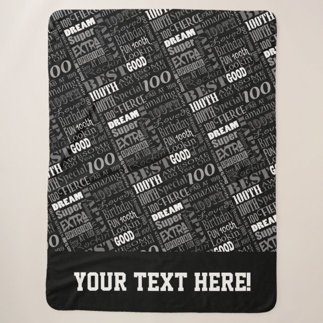 100th Birthday Party Special Personalized Monogram Sherpa Blanket (Front)