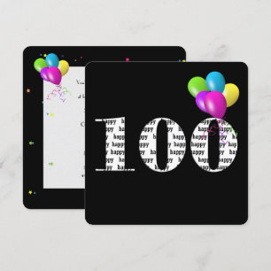 100th Birthday Party with balloon bunch Invitation