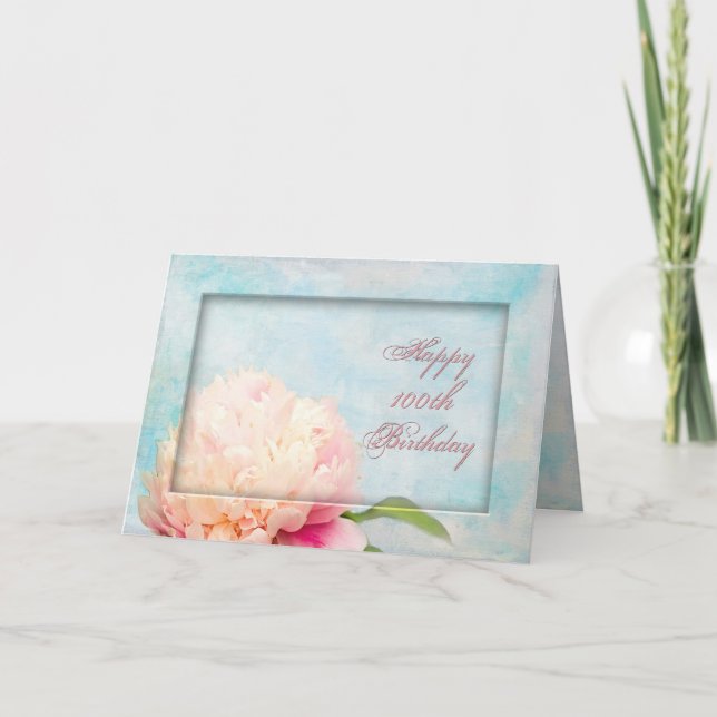 100th Birthday - Peony Flower Closeup Card (Front)