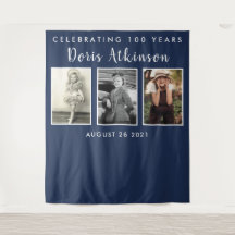 100th birthday photo collage backdrop banner