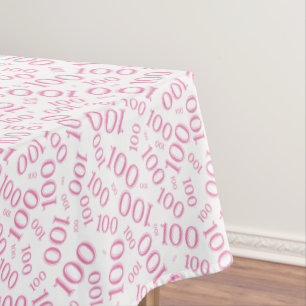 100th Birthday Pink and White Number Pattern Tablecloth