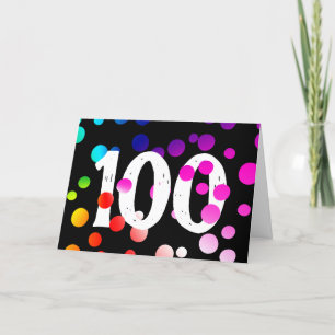 100th Birthday Rainbow Dots on Black Card