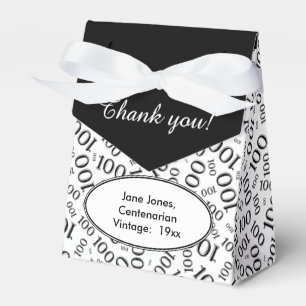 100th Birthday Random Number Pattern Black/White Favor Box