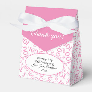 100th Birthday Random Number Pattern Pink/White Favor Box