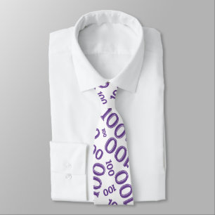 100th Birthday Random Number Pattern Purple Tie