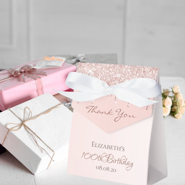 100th Birthday rose gold pink drips thank you Favor Box (Creator Uploaded)