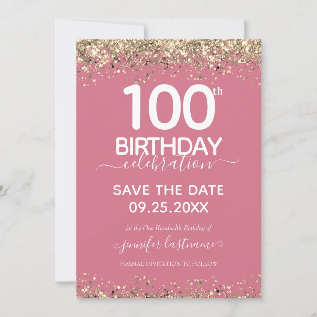 100th Birthday Save the Date Invitation (Front)