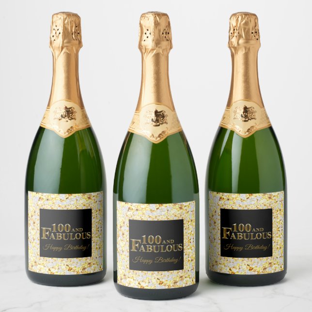 100th Birthday  Sparkling Wine Label (Bottles)