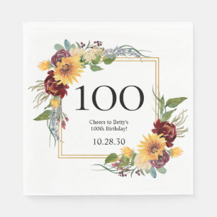 100th Birthday Sunflowers Napkin
