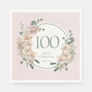 100th Birthday Tropical Floral Napkin