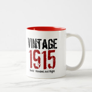 100th Birthday Vintage 1915 or Any Year V01A1 Two-Tone Coffee Mug