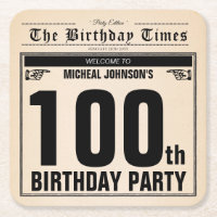 100th Birthday Vintage Newspaper Fun Unique Custom