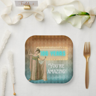 100th Birthday Vintage Singer   Paper Plate
