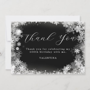 100th Birthday Winter Wonderland Snowflake Thank You Card