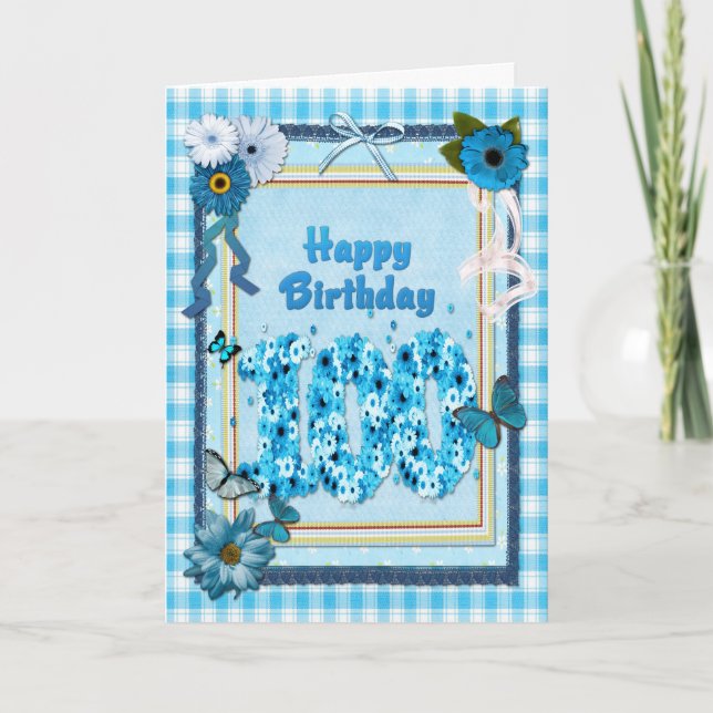 100th Birthday with a scrapbook effect Card (Front)