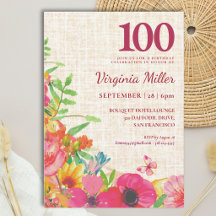 100th Bold Floral Linen Milestone Celebration