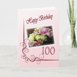 100th carte d'anniversaire heureuse - bouquet de