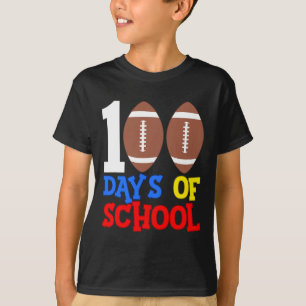 100th Day 100 Days Of School Football Sports  T-Shirt