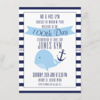 100th Day Boys Nautical Invitation