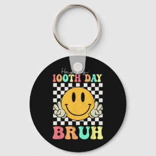100th Day Bruh Smile Face 100 Days Of School Boys Keychain
