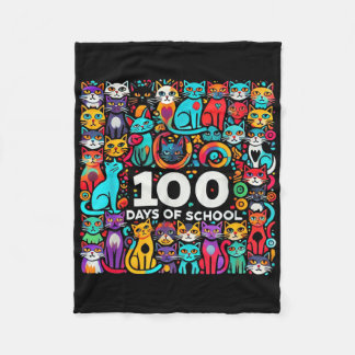 100th Day Cat Easy 100 Days Of School Tee Teacher  Fleece Blanket