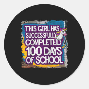 100th Day Funny Outfit Girls & Student 100 Day Classic Round Sticker