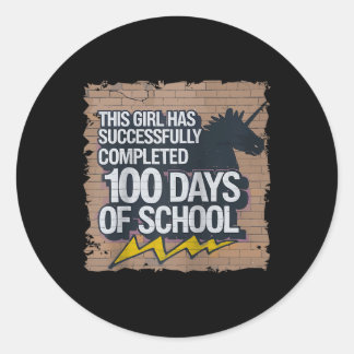 100th Day Funny Outfit Girls &amp; Student 100 Day Classic Round Sticker