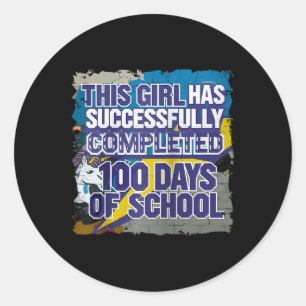 100th Day Funny Outfit Girls & Student 100 Day Classic Round Sticker